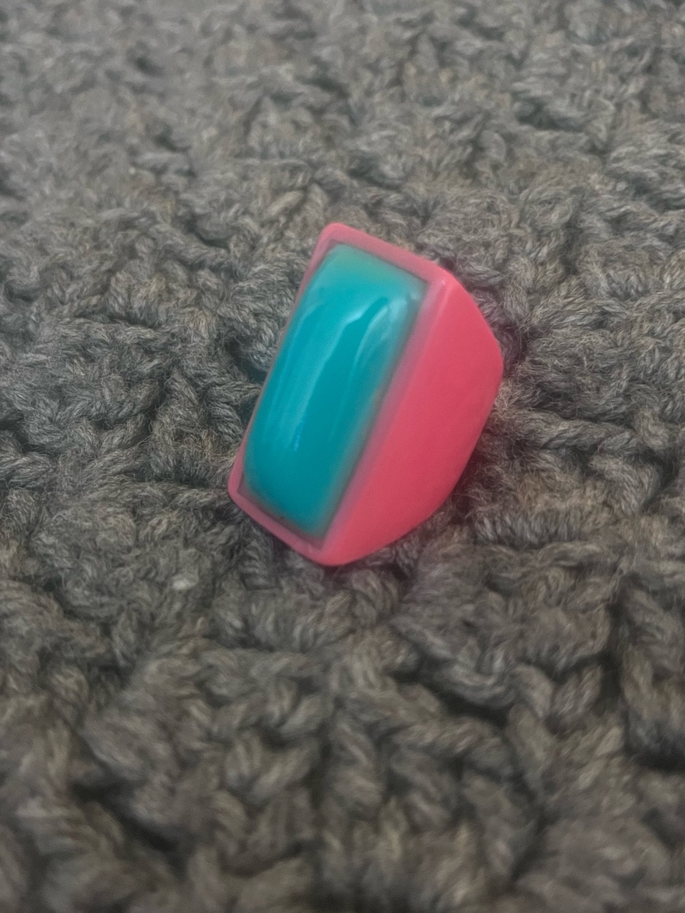 Chunky Pink and Teal Statement Ring